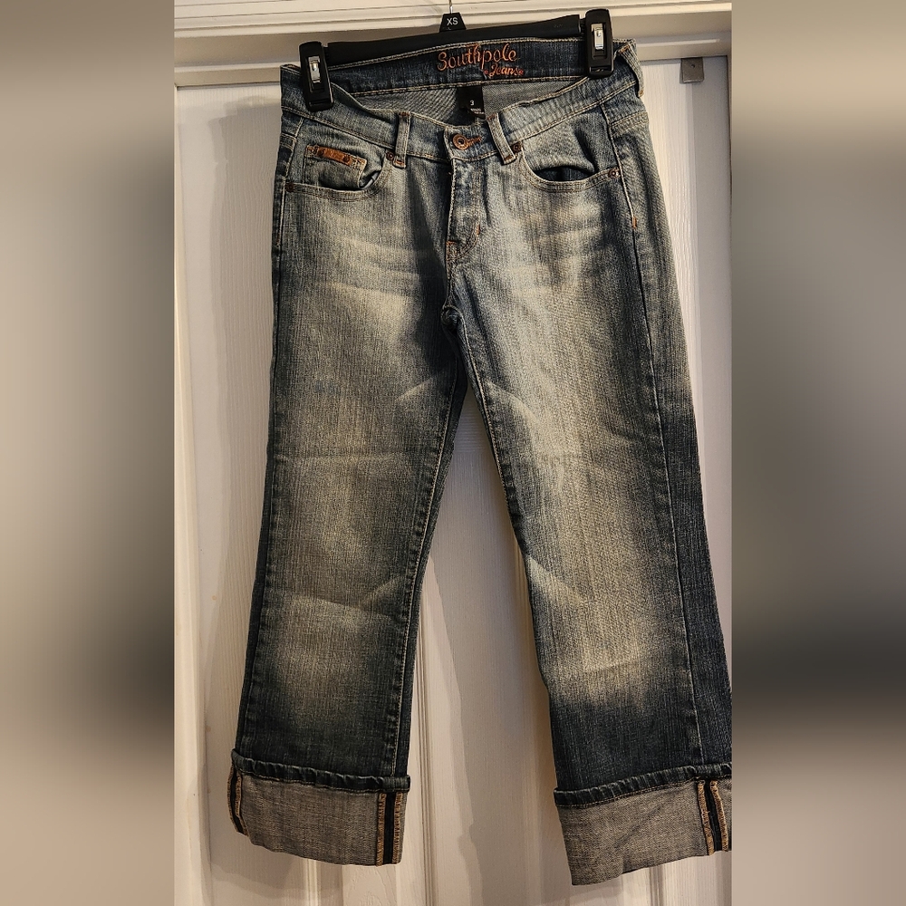 Blue Skinny Jeans with Distressed Style and Stretch